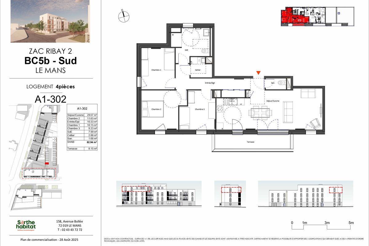 LE MANS - QUARTIER UNIVERSITE - Appartement de type 4 de 83 m² avec terrasse et parking