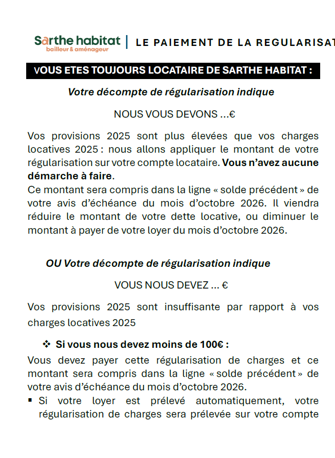Notice explicative Régularisation des charges